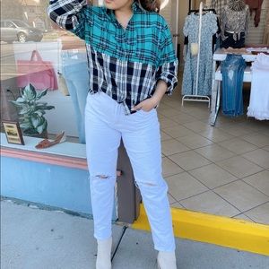 Flannel- jade & black